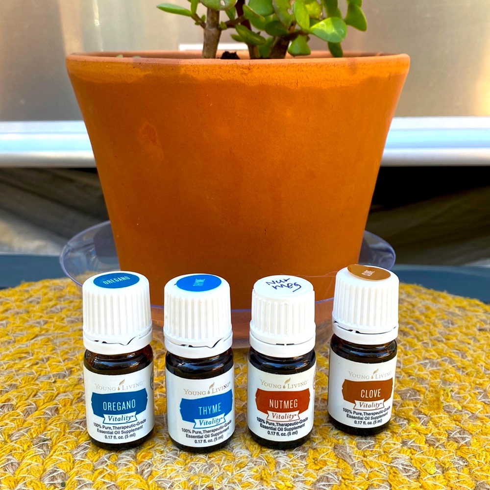 Young Living Clove, Nutmeg, Thyme and Oregano Vitality Oils Bundle 5ml